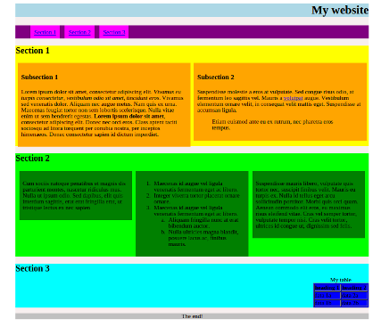 html colored page